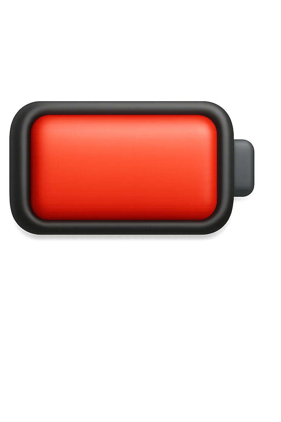 EMOJI STILE IPHONE DI UNA BATTERIA ROSSA SCARICA IN 3D emoji