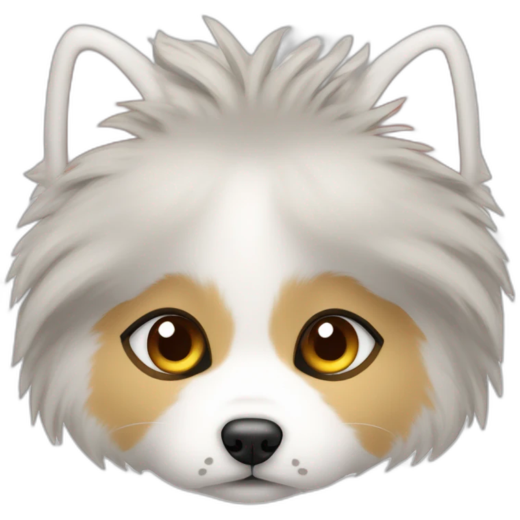 Hund japanspitz weiß mit katze europäisch kurzhaar daneben liegen emoji