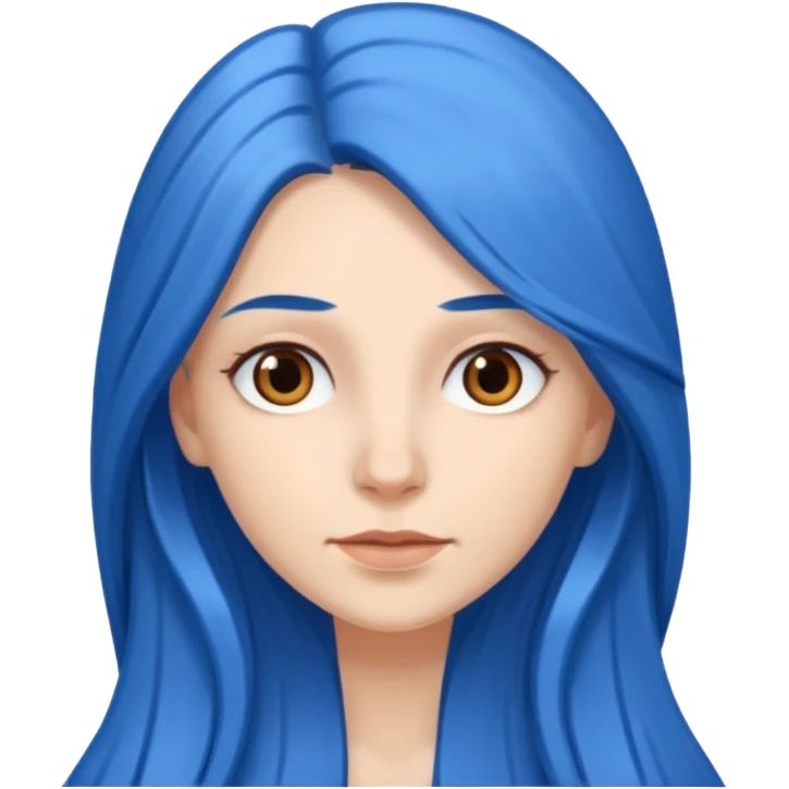 Fehér nő, kék hosszú haj, barna szem emoji