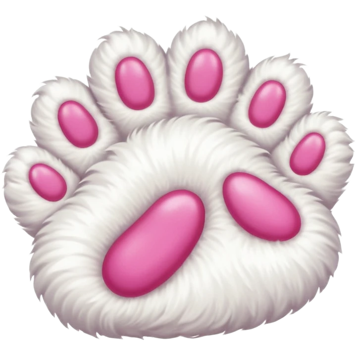 white cat fluffy paw, from the bottom, vivid pink toe beans, cute emoji