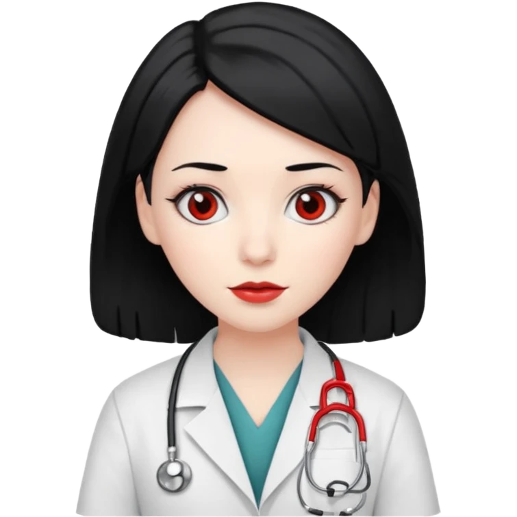 doctor with black hair and red hairclips  emoji