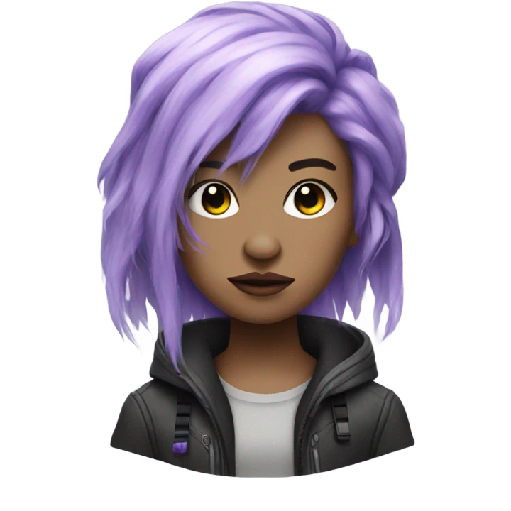 cyberpunk cyborg with lavender hair emoji