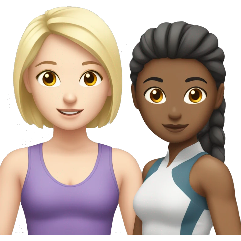 White girl and Asian girl at the gym  emoji