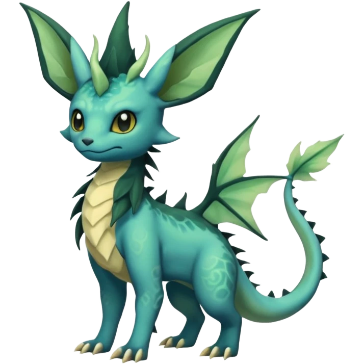 Gloomy dusky dark greyish dull-colored ethereal elemental swampy Salandit-Leafeon-Vaporeon-hybrid-fusion (full body) emoji