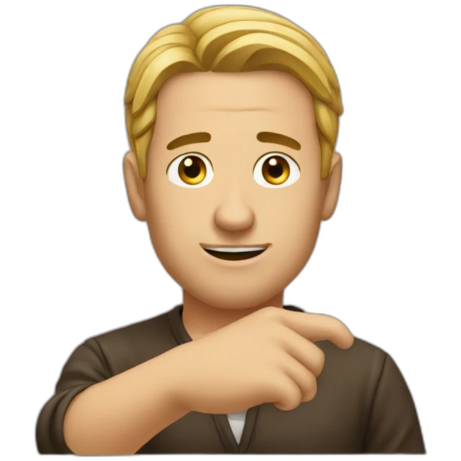 A men pointing his chin emoji