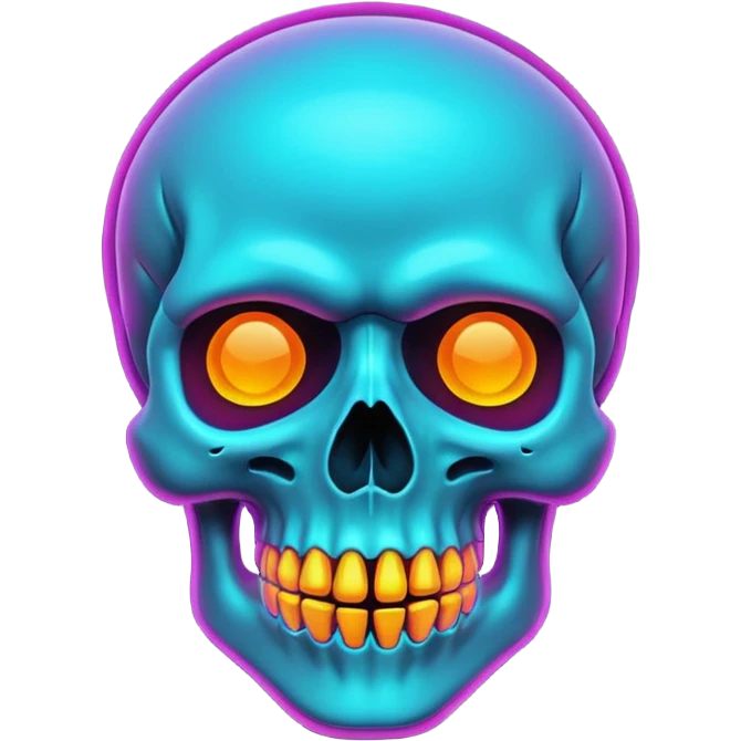 skull shape neon sign style emoji