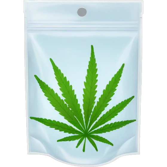 transparent ziplock bag with sativa strain inside emoji
