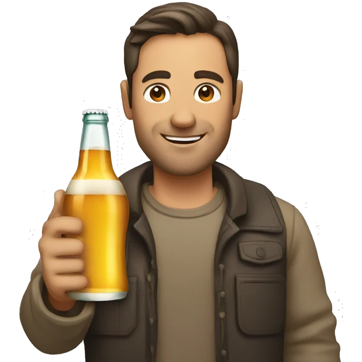 a man holding a beer bottle emoji