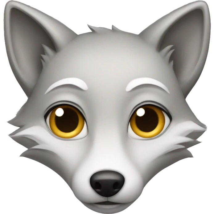 The face of the species of a silver fox emoji
