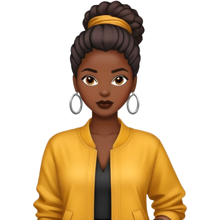 Stylish African woman with trendy clothes, fashionable hairstyle, and modern accessories emoji