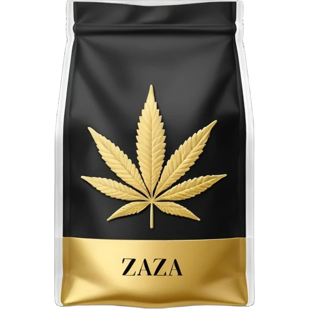 Black and Gold Reusable cannabis bags with the name Top Shelf Zaza on the label  emoji