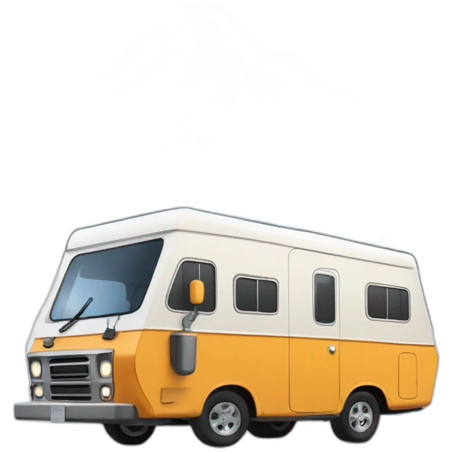 bernese mountain dog driving motorcamper in snow emoji
