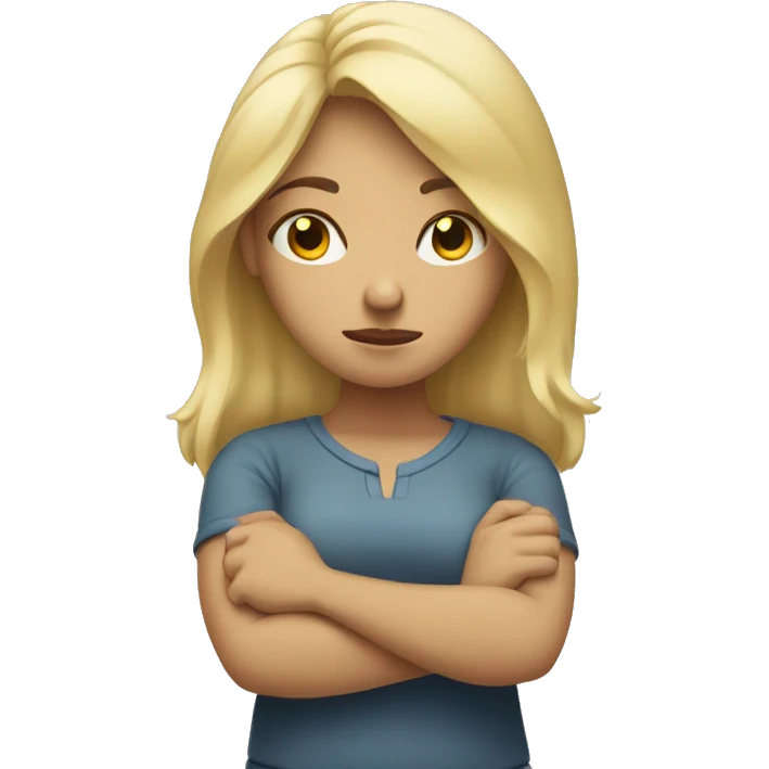 sad blond woman with arms crossed emoji