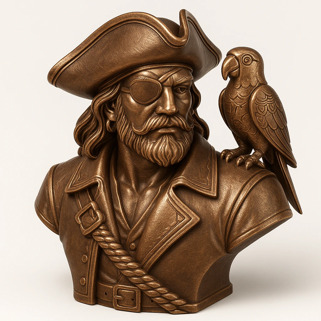 pirate with eye patch and parrot emoji