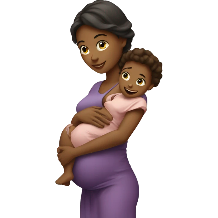 A girl with a small child in her arms, after the maternity hospital. emoji