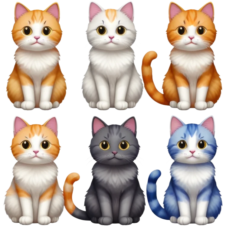 cats sitting in a row looking curious emoji