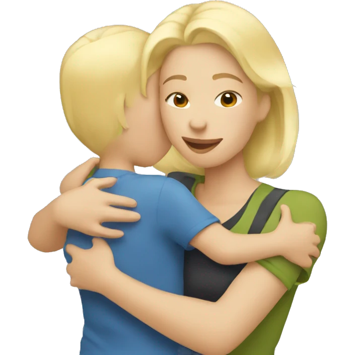 blonde woman hugging child emoji