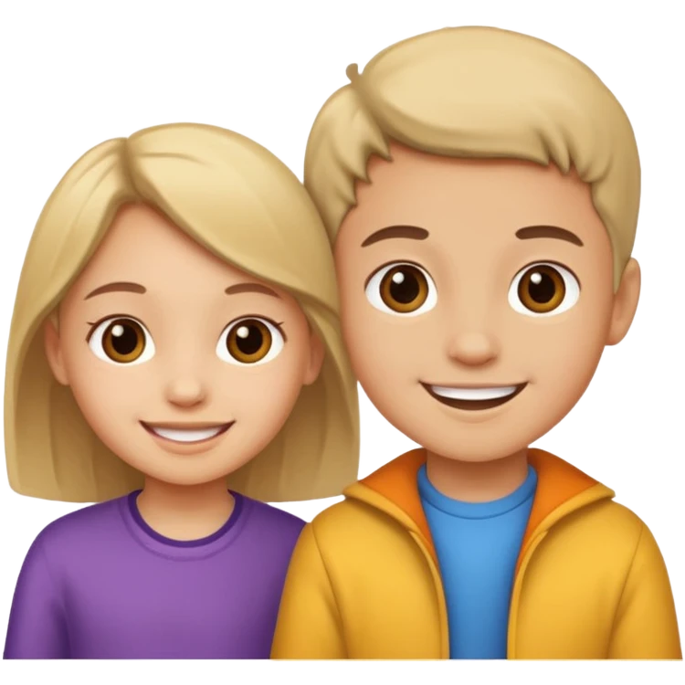 two kids light skin girl and a boy emoji