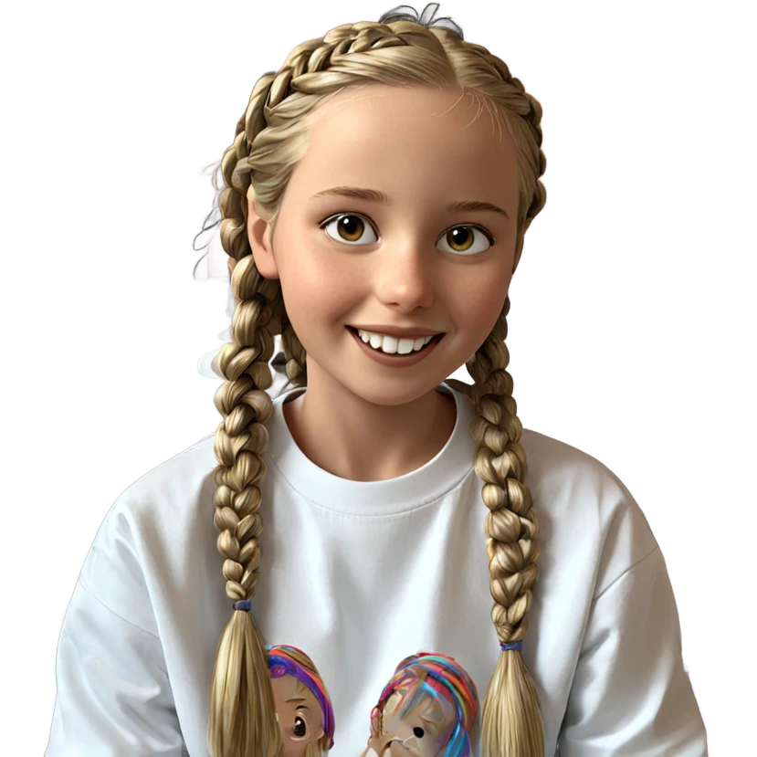 smiling girl with braids emoji
