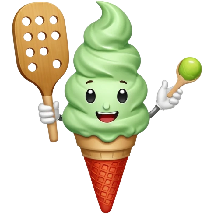 Mint ice cream cone playing pickleball emoji