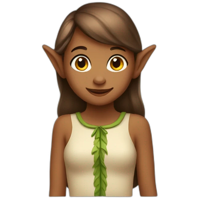 Shy happy elf brown girl emoji