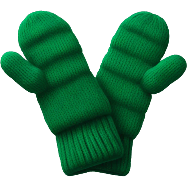 Dark green knitted mittens emoji