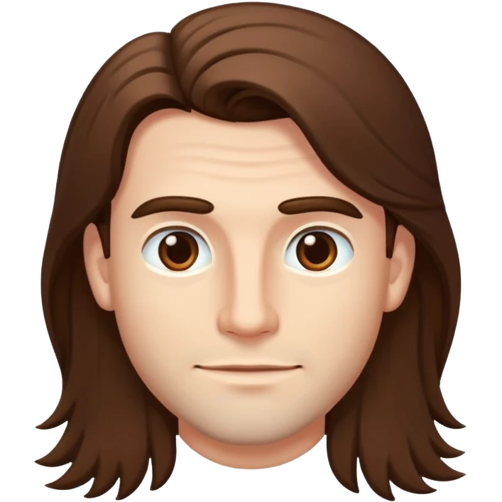 Guy with long brown hair and no mustache or beard emoji