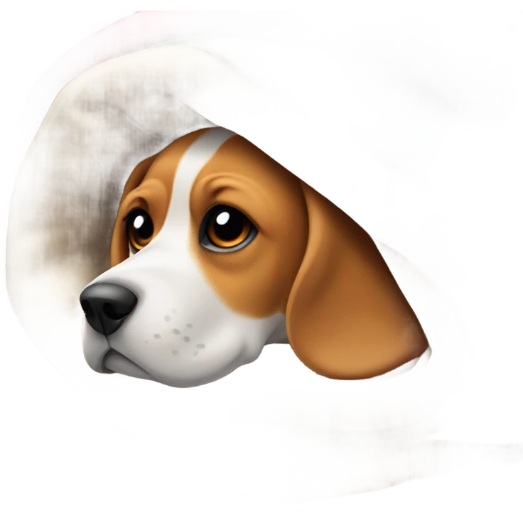 Beagle under many blankets emoji