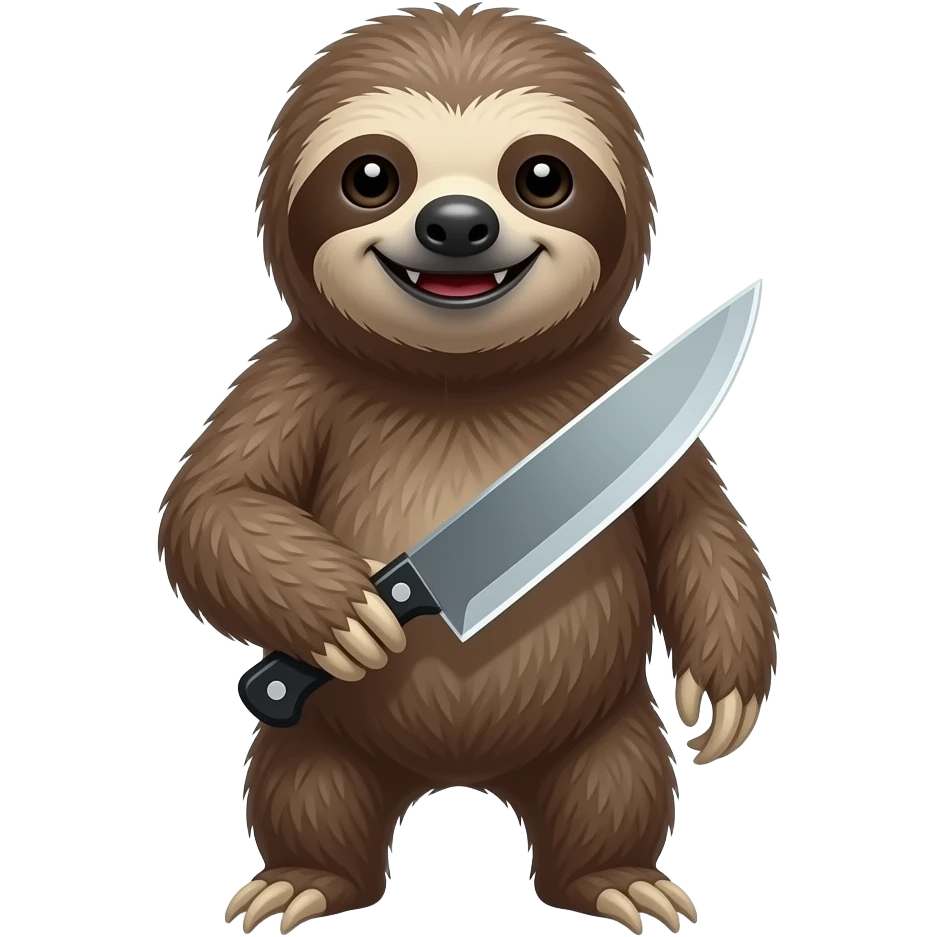 looking askance going smiling evil killer sloth w big knife emoji