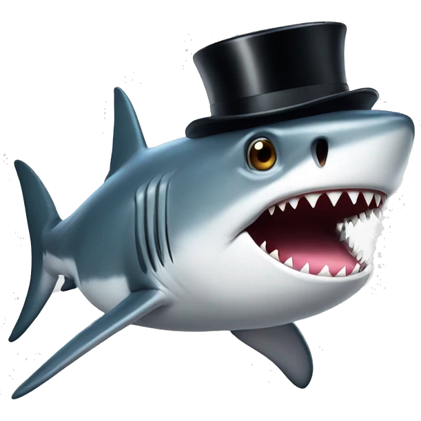 Shark with a top hat emoji