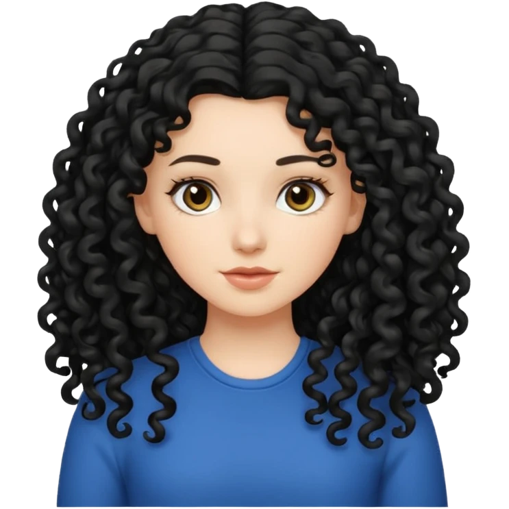 Really white girl with very long black 3a curly hair  emoji