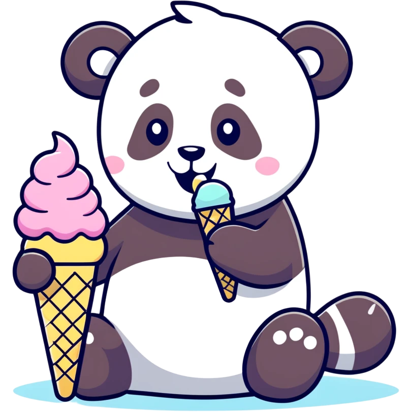 Panda eating ice cream emoji