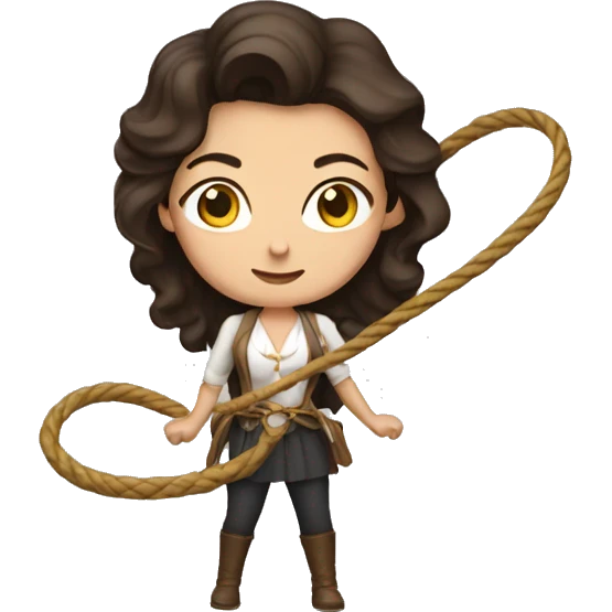 brunette lady with a big lasso emoji