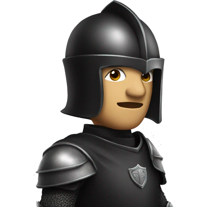 A stylish male in a knight black helmet with a face and body emoji