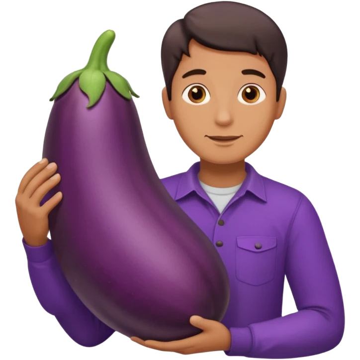 Naked man with an eggplant at his private part  emoji