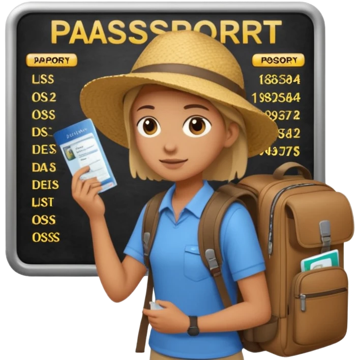Traveler character with Looking toward a departure board  emoji