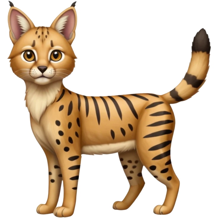 Striped and spotted Lynx-Caracal-Serval-hybrid full body emoji