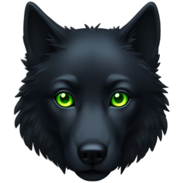 black wolf with neon green eyes emoji