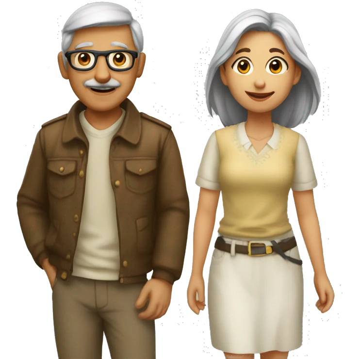 Viejo y chica joven paseando  emoji