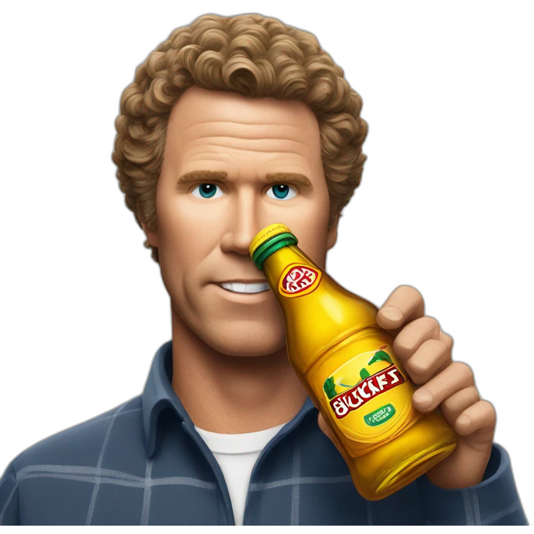 Will Ferrell with a bottle of buckfast emoji