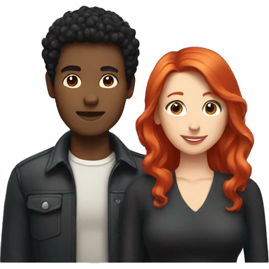 a gay man with short black hair and a white woman with long red hair emoji