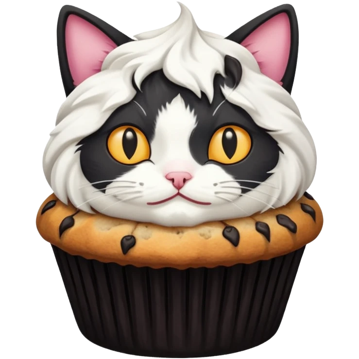 white and black cat that is a muffin emoji