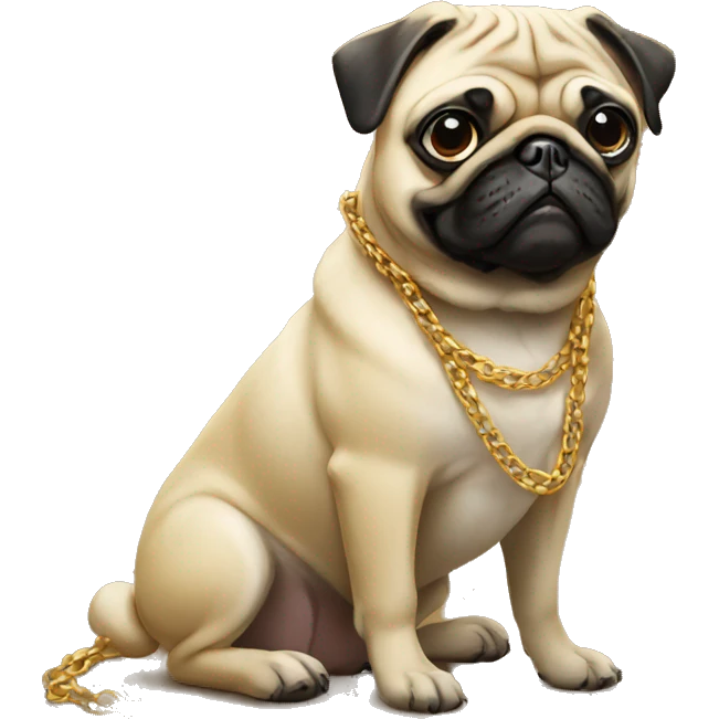 PUG WITH GOLD CHAINS emoji