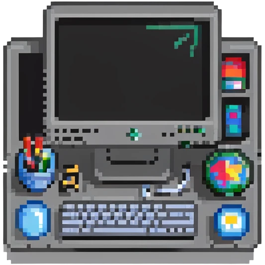 Badge with computer monitor and tools for IT support emoji