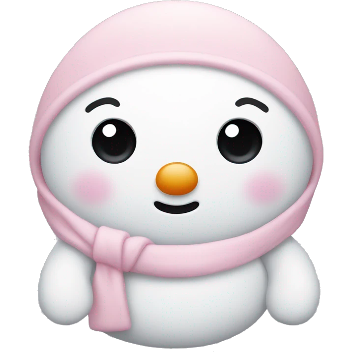Cute white and light pink snowman emoji