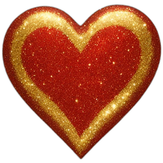 Red and gold glitter heart emoji