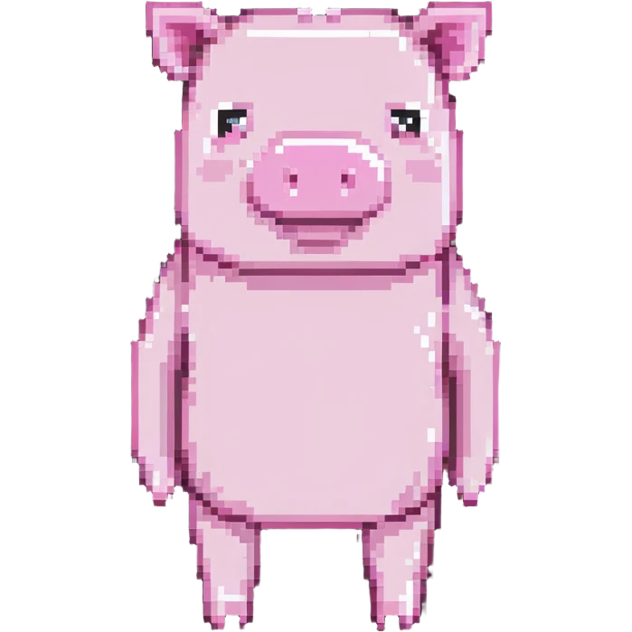 Minecraft pig, full body, pink blocky animal with square head emoji