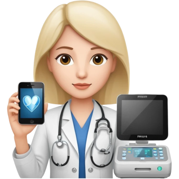 Cardiac sonographer with Philips ultrasound machine emoji