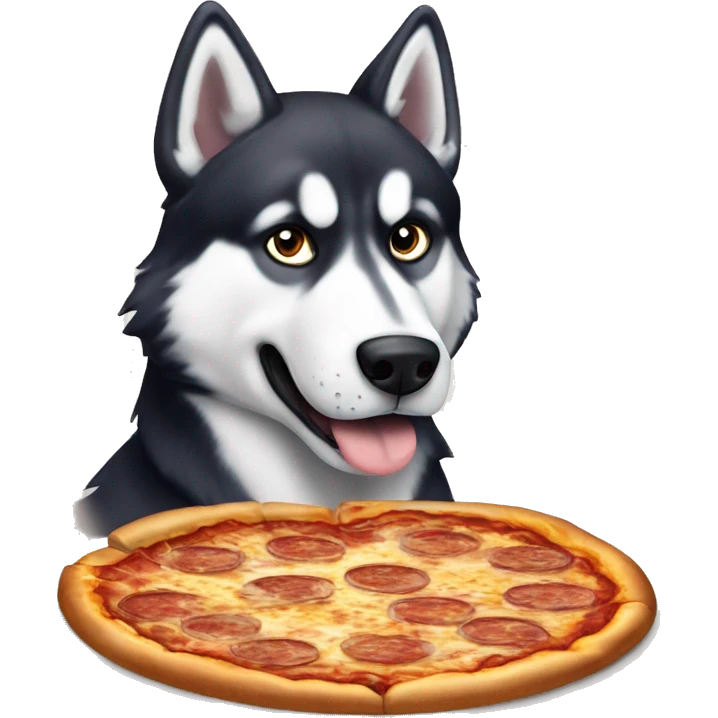 Ein Husky der eine Pizza isst emoji