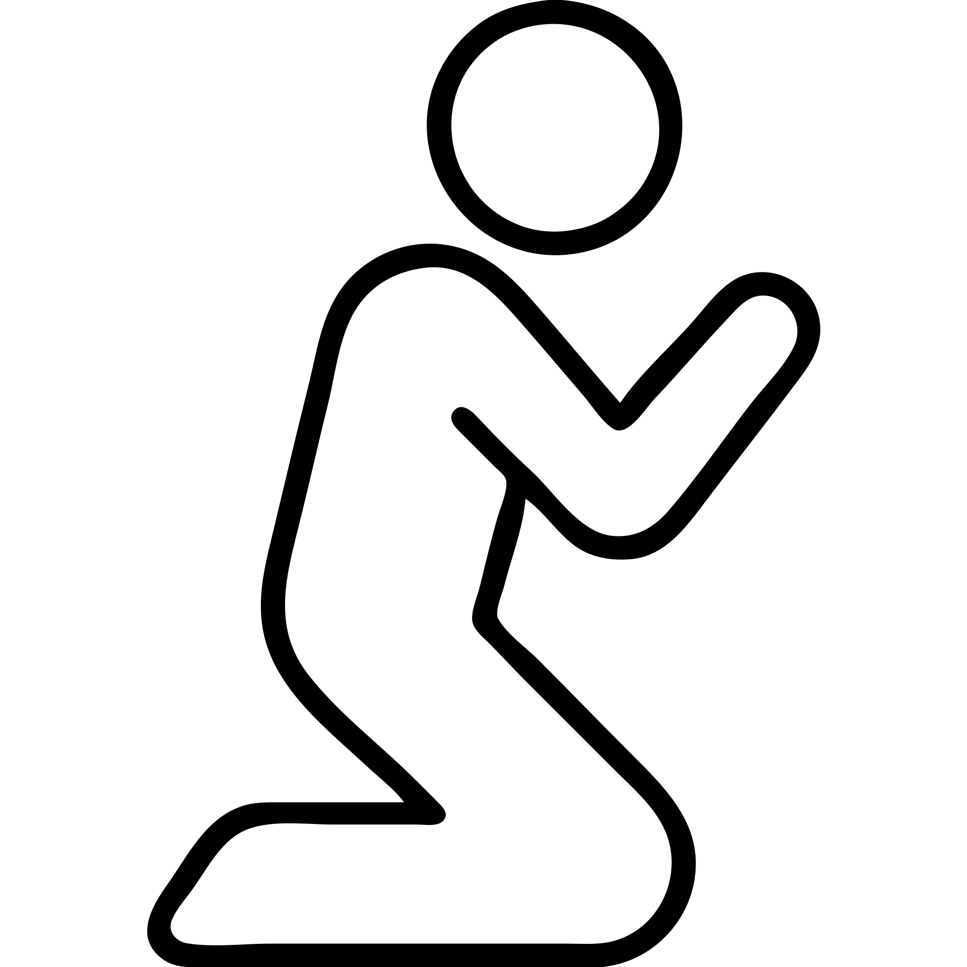 simple outlined icon of a man praying emoji
